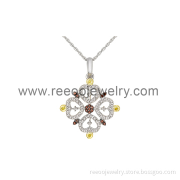 CZ 925 Charm Statement Necklace, 2013 Handcraft Silver Jewelry